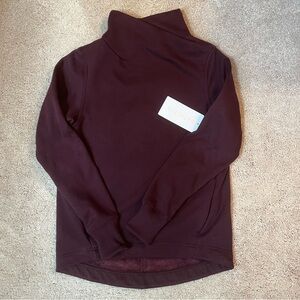 NWT Athleta Maroon Cozy Karma Twist Neck Women’s Fleece Sweatshirt Size XXS
